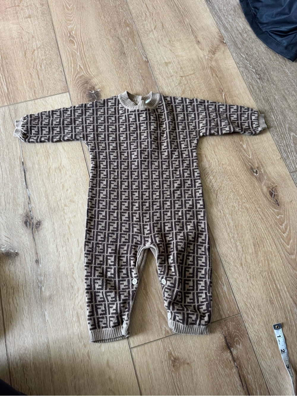 Fendi Kids Playsuit Baby Romper Brown